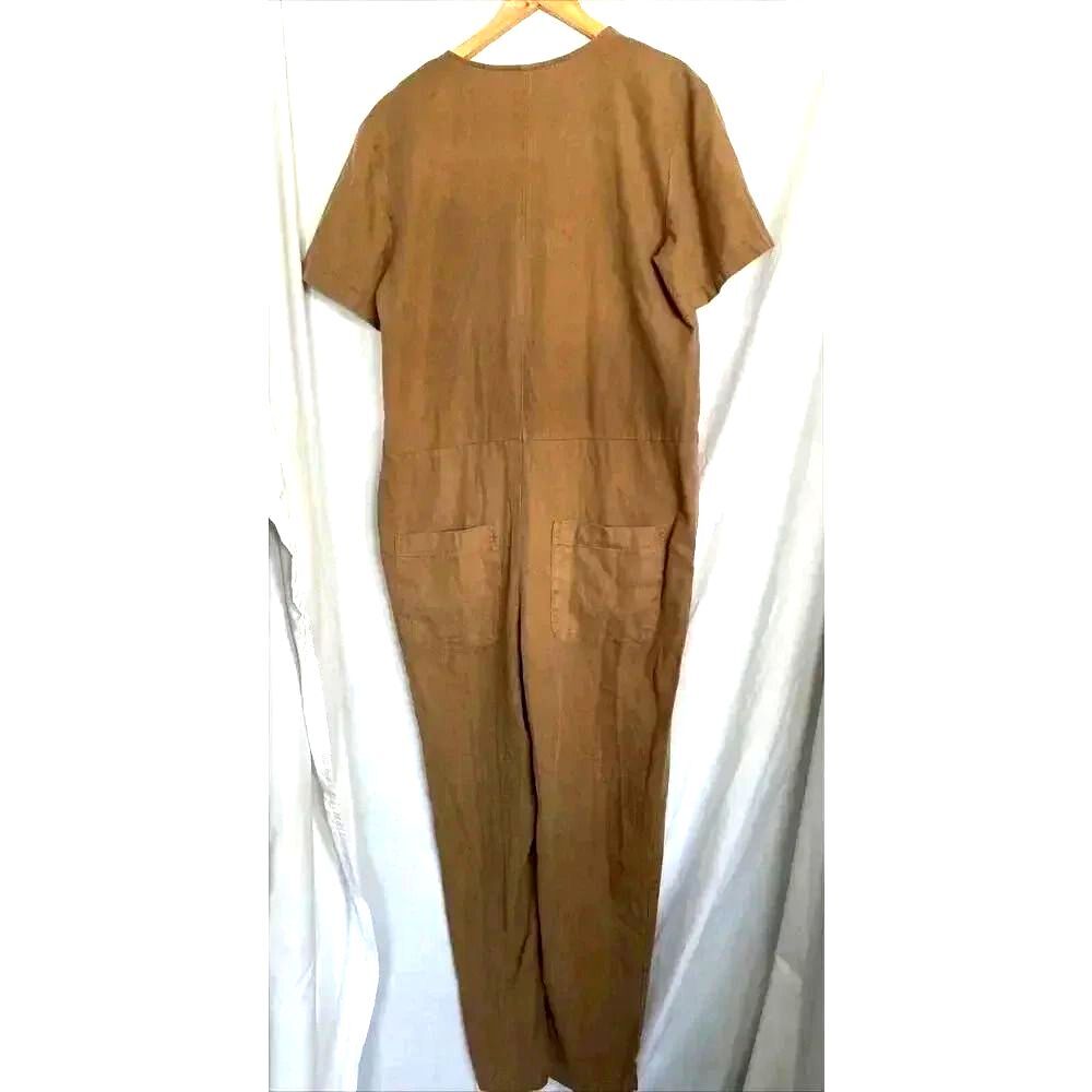 Rylee & Cru Tencel Linen Blend Utility Jumpsuit Brown Romper Pockets Size M - Picture 8 of 14